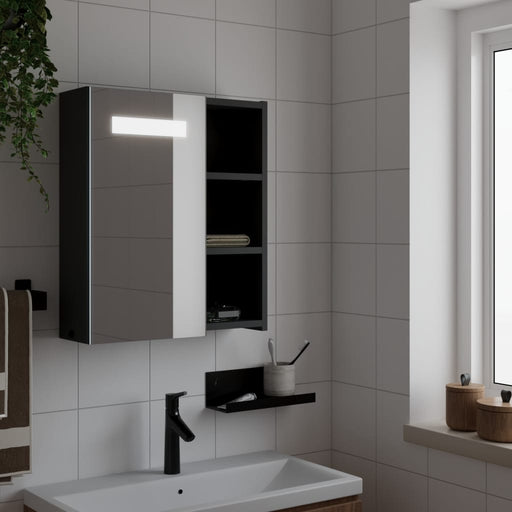 Dulap cu oglindă de baie cu LED, negru, 45x13x52 cm - WALTI WALTI