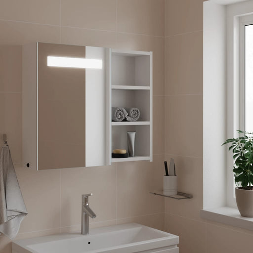 Dulap cu oglindă de baie cu lumină LED, alb, 60x13x52 cm - WALTI WALTI