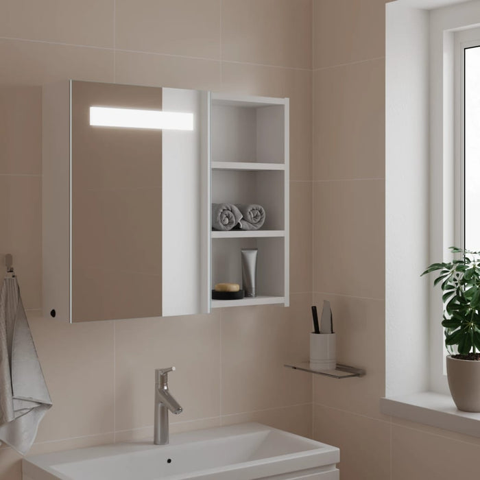 Dulap cu oglindă de baie cu lumină LED, alb, 60x13x52 cm - WALTI WALTI