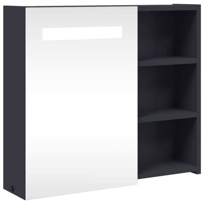 Dulap cu oglindă de baie cu lumină LED, gri, 60x13x52 cm - WALTI WALTI