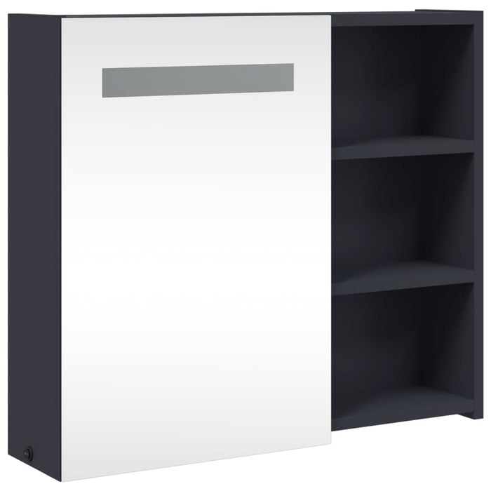 Dulap cu oglindă de baie cu lumină LED, gri, 60x13x52 cm - WALTI WALTI
