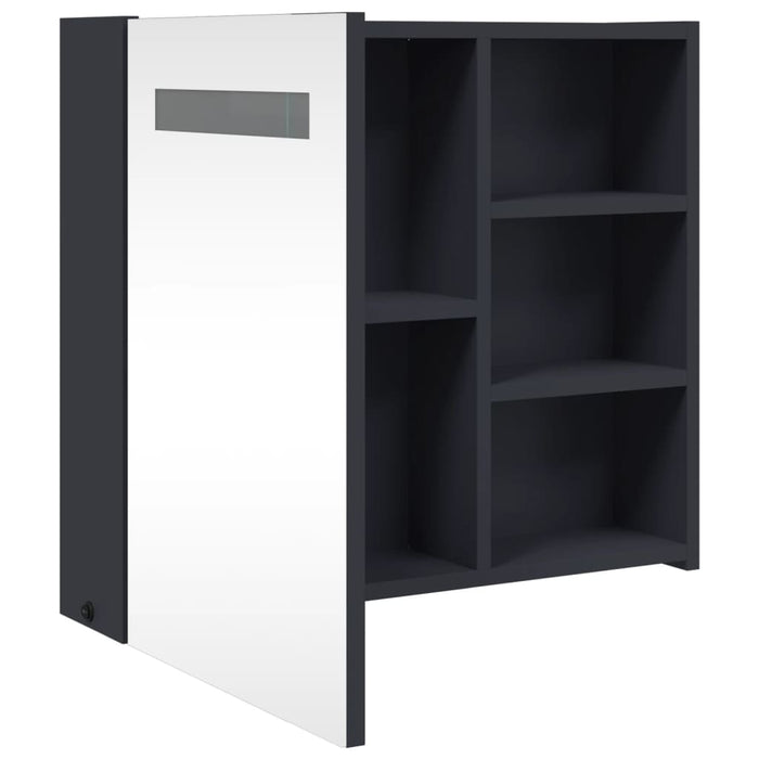 Dulap cu oglindă de baie cu lumină LED, gri, 60x13x52 cm - WALTI WALTI