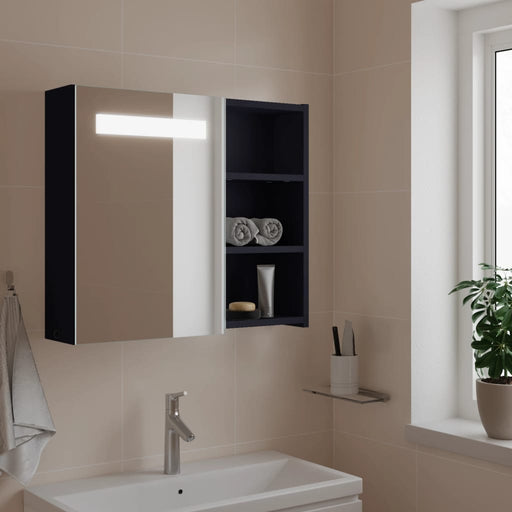 Dulap cu oglindă de baie cu lumină LED, gri, 60x13x52 cm - WALTI WALTI