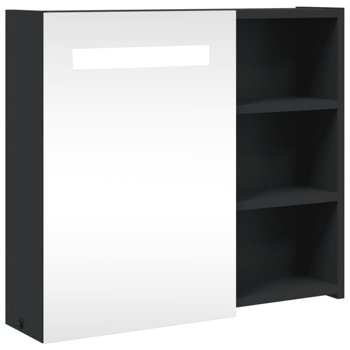 Dulap cu oglindă de baie cu LED, negru, 60x13x52 cm - WALTI WALTI