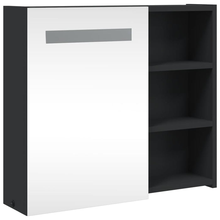 Dulap cu oglindă de baie cu LED, negru, 60x13x52 cm - WALTI WALTI
