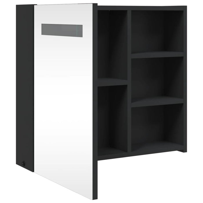 Dulap cu oglindă de baie cu LED, negru, 60x13x52 cm - WALTI WALTI