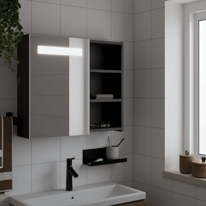 Dulap cu oglindă de baie cu LED, negru, 60x13x52 cm - WALTI WALTI