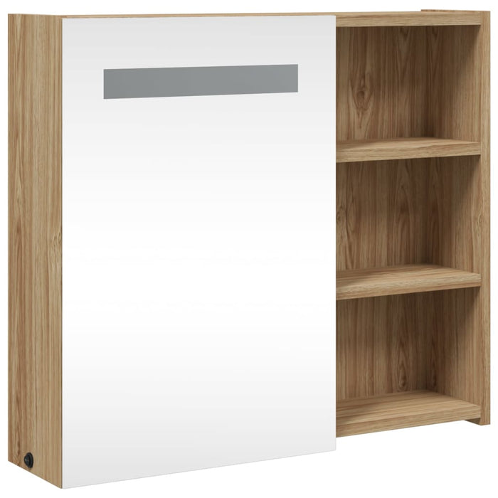 Dulap cu oglindă de baie cu LED, stejar deschis, 60x13x52 cm WALTI