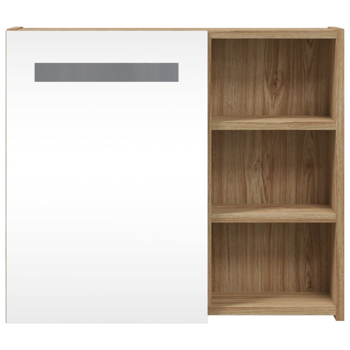Dulap cu oglindă de baie cu LED, stejar deschis, 60x13x52 cm WALTI