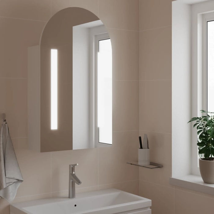 Dulap cu oglindă de baie cu LED, alb, 42x13x70 cm, arcuit - WALTI WALTI