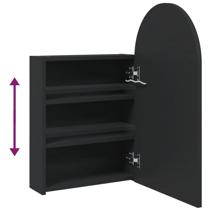Dulap cu oglindă de baie cu LED, negru, 42x13x70 cm, arcuit - WALTI WALTI