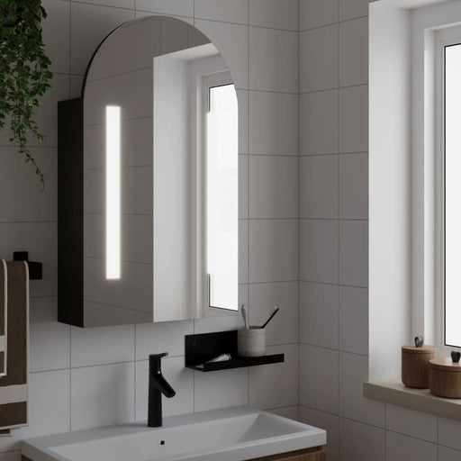 Dulap cu oglindă de baie cu LED, negru, 42x13x70 cm, arcuit - WALTI WALTI