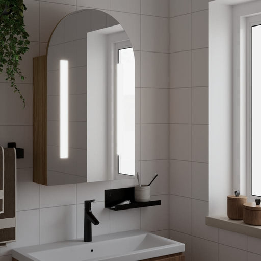 Dulap cu oglindă de baie cu LED, stejar, 42x13x70 cm, arcuit - WALTI WALTI
