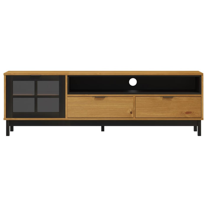 Comodă TV cu ușă din sticlă „FLAM” 158x40x50 cm, lemn masiv pin - WALTI WALTI