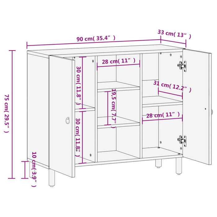 Dulap lateral, 90x33x75 cm, lemn masiv de mango WALTI