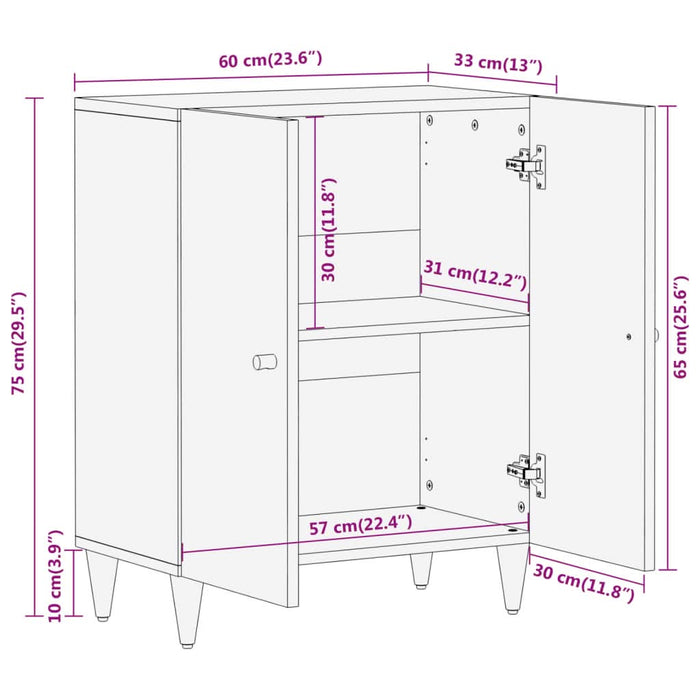 Dulap lateral, 60x33x75 cm, lemn masiv de mango - WALTI WALTI