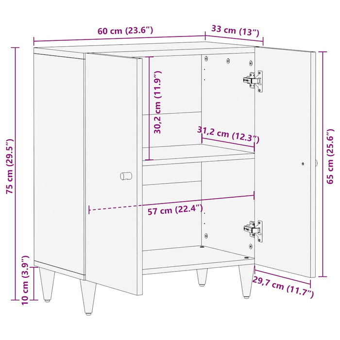 Dulap lateral, 60x33x75 cm, lemn masiv de mango WALTI