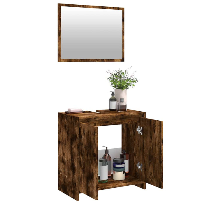 Set mobilier de baie, 2 piese, stejar fumuriu, lemn prelucrat - WALTI WALTI