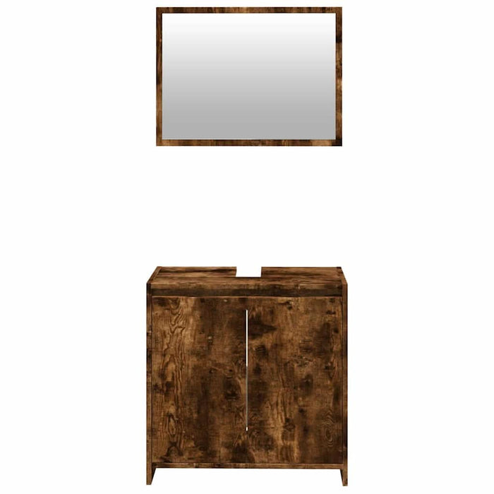 Set mobilier de baie, 2 piese, stejar fumuriu, lemn prelucrat - WALTI WALTI