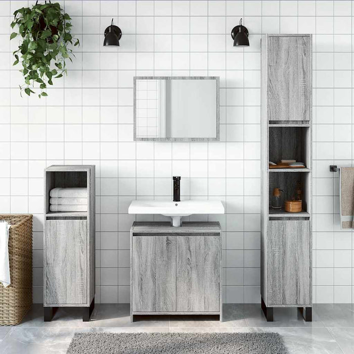 Set mobilier de baie, 2 piese, gri sonoma, lemn prelucrat - WALTI WALTI