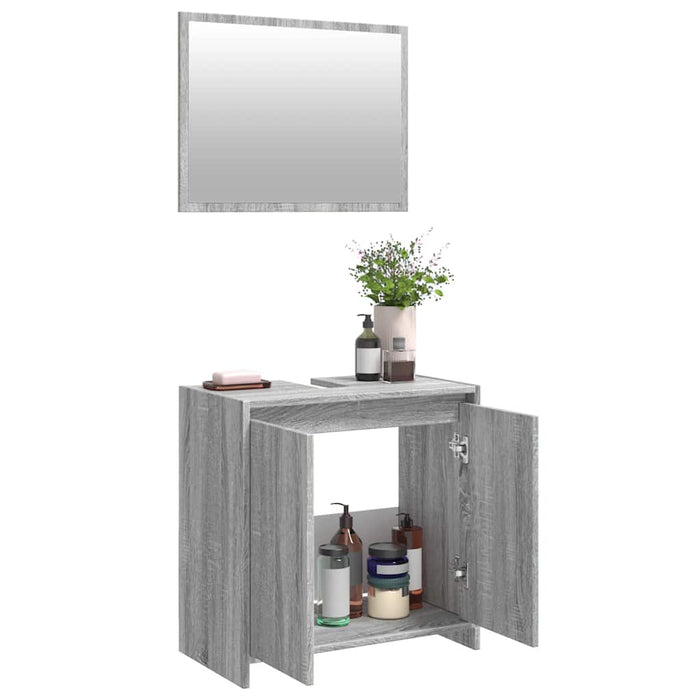 Set mobilier de baie, 2 piese, gri sonoma, lemn prelucrat - WALTI WALTI