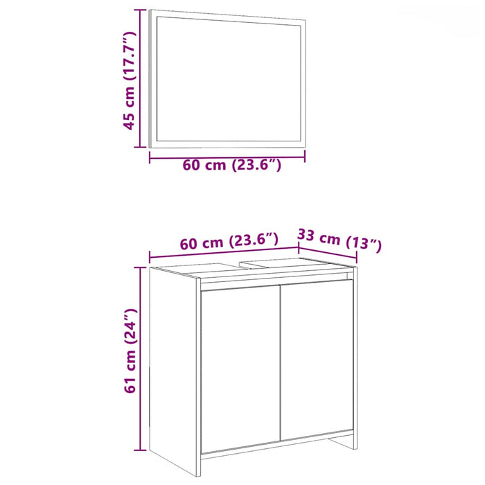 Set mobilier de baie, 2 piese, gri sonoma, lemn prelucrat - WALTI WALTI