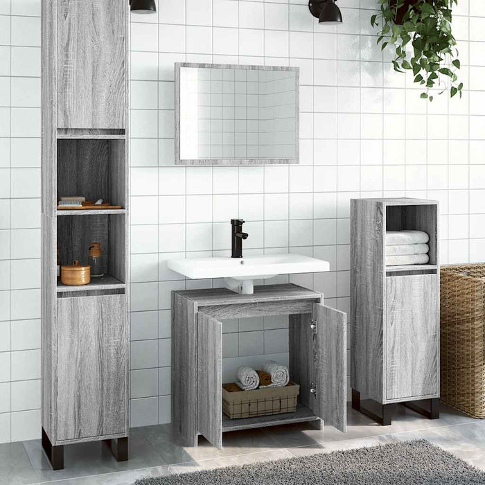 Set mobilier de baie, 2 piese, gri sonoma, lemn prelucrat - WALTI WALTI
