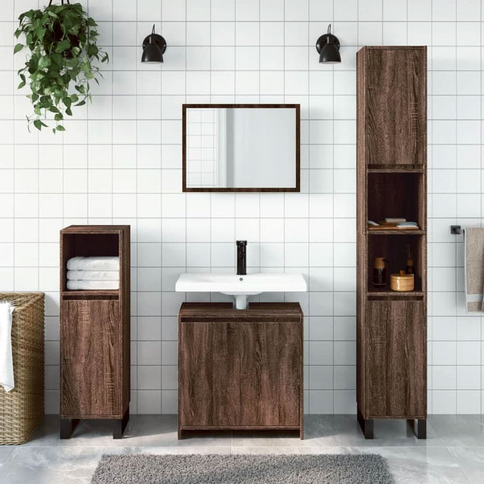 Set mobilier de baie, 2 piese, stejar maro, lemn prelucrat - WALTI WALTI