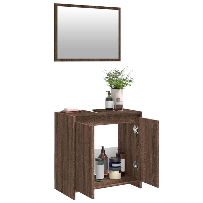 Set mobilier de baie, 2 piese, stejar maro, lemn prelucrat - WALTI WALTI