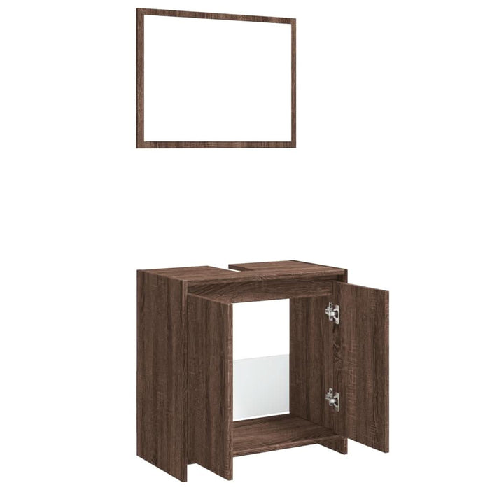Set mobilier de baie, 2 piese, stejar maro, lemn prelucrat - WALTI WALTI
