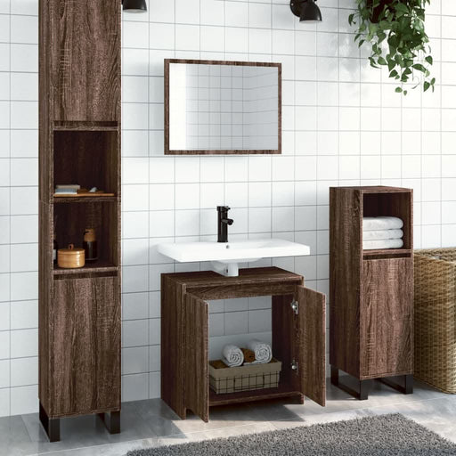 Set mobilier de baie, 2 piese, stejar maro, lemn prelucrat - WALTI WALTI