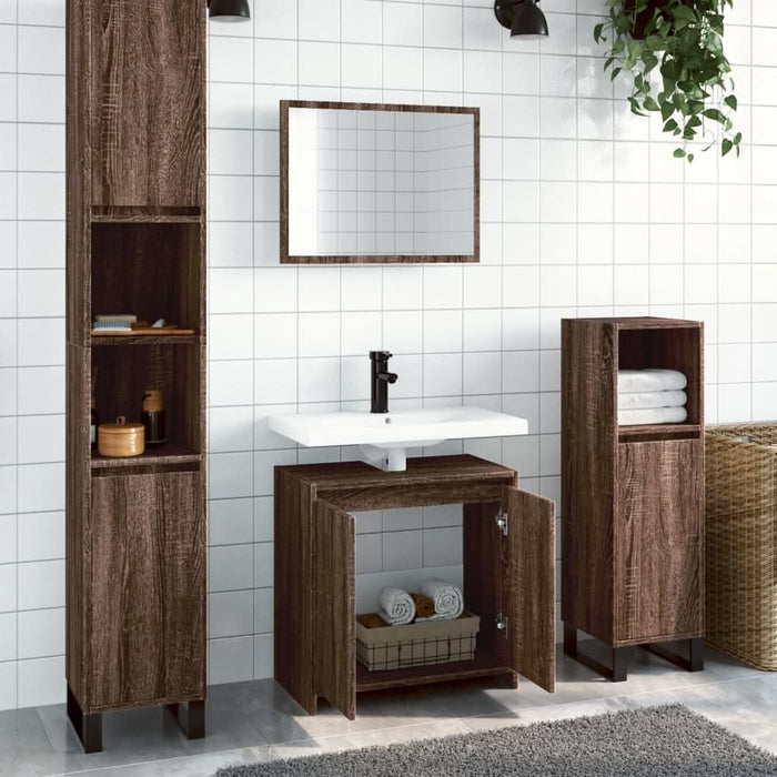 Set mobilier de baie, 2 piese, stejar maro, lemn prelucrat - WALTI WALTI