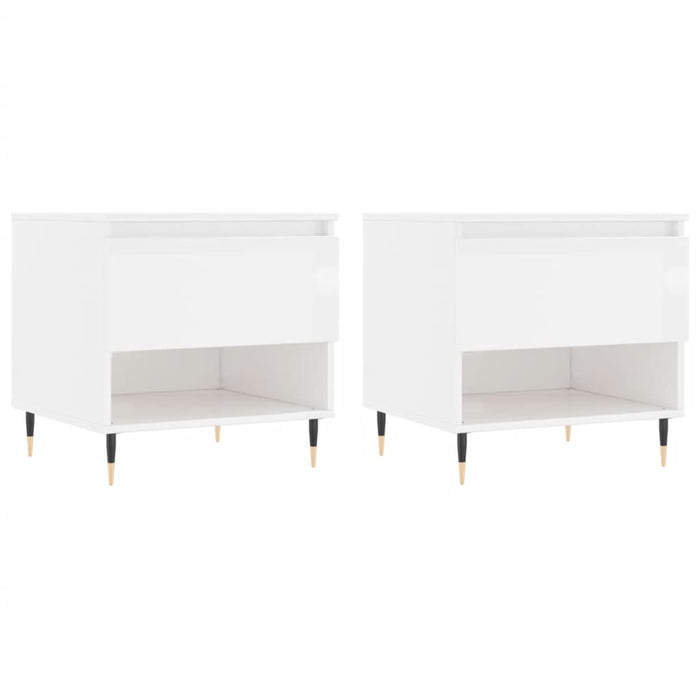 Mese de cafea 2 buc. alb extralucios 50x46x50 cm lemn compozit - WALTI WALTI
