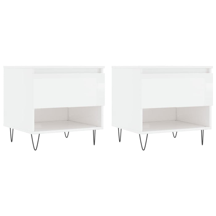 Mese de cafea 2 buc. alb extralucios 50x46x50 cm lemn compozit - WALTI WALTI