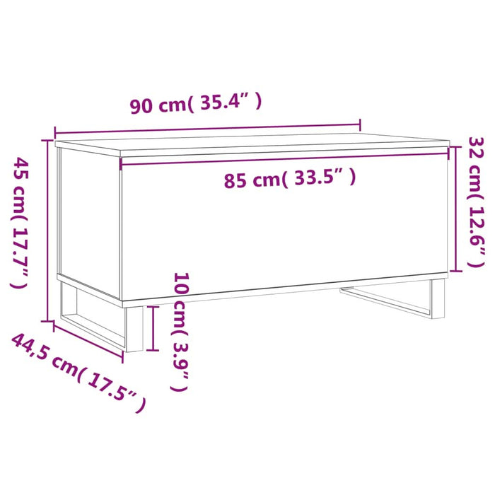 Măsuță de cafea, gri beton, 90x44,5x45 cm, lemn compozit - WALTI WALTI