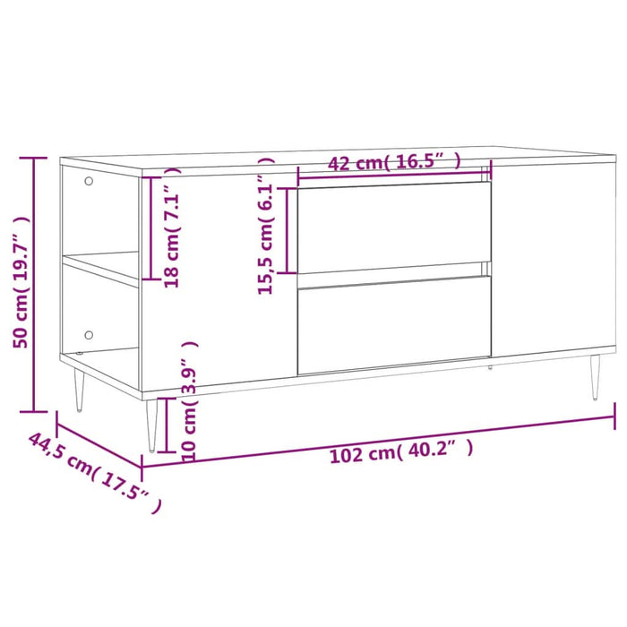 Măsuță de cafea, gri beton, 102x44,5x50 cm, lemn prelucrat - WALTI WALTI