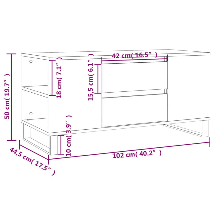 Măsuță de cafea, gri beton, 102x44,5x50 cm, lemn prelucrat - WALTI WALTI