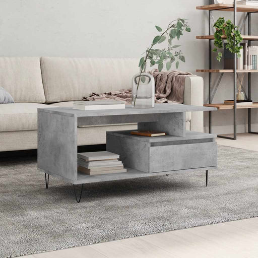 Măsuță de cafea, gri beton, 90x49x45 cm, lemn prelucrat - WALTI WALTI