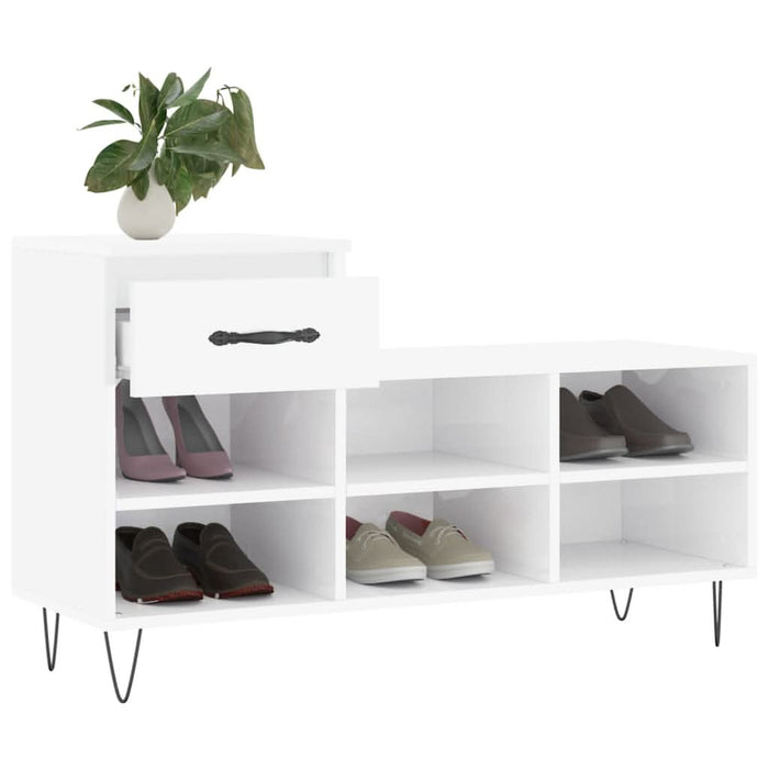 Pantofar, alb extralucios, 102x36x60 cm, lemn compozit - WALTI WALTI