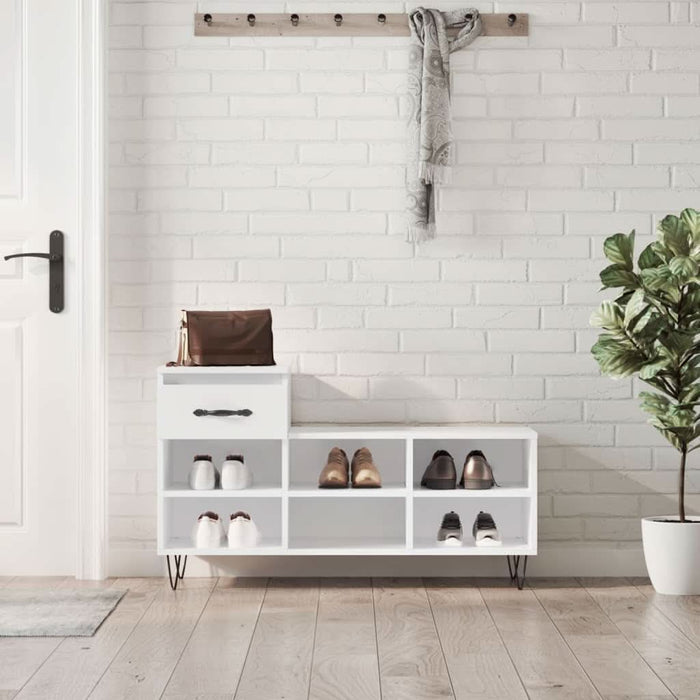 Pantofar, alb extralucios, 102x36x60 cm, lemn compozit - WALTI WALTI