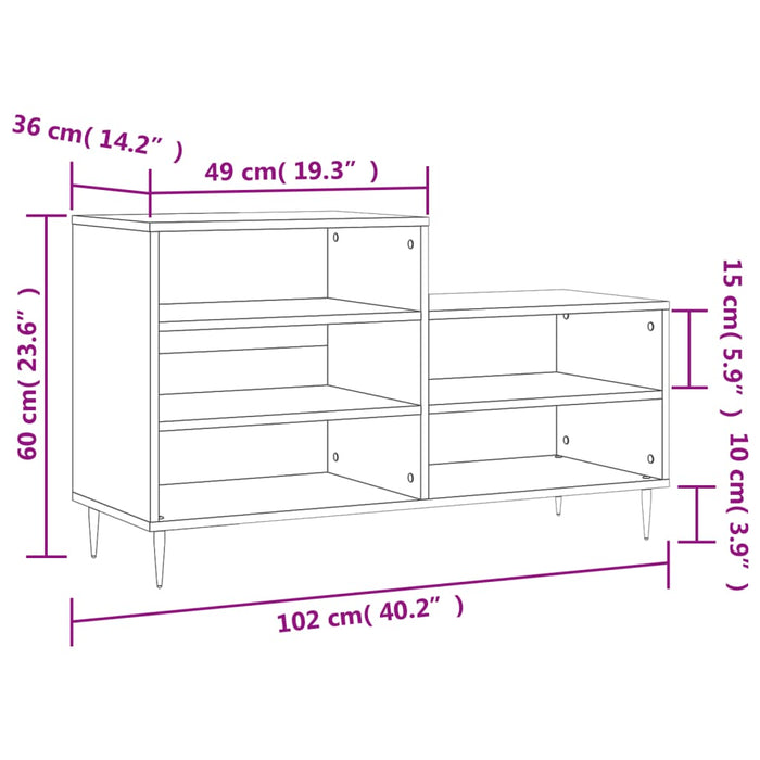 Pantofar, stejar fumuriu, 102x36x60 cm, lemn prelucrat WALTI