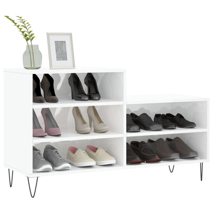 Pantofar, alb extralucios, 102x36x60 cm, lemn compozit - WALTI WALTI