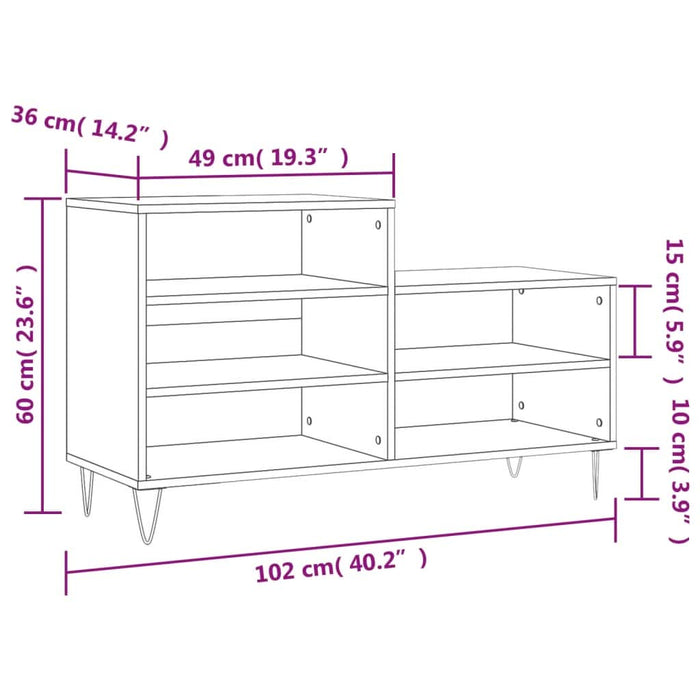Pantofar, alb extralucios, 102x36x60 cm, lemn compozit - WALTI WALTI