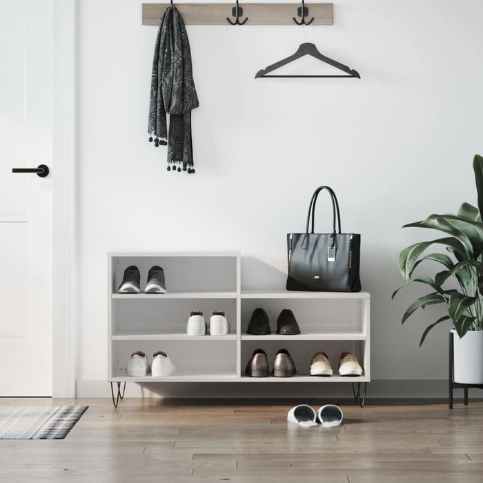 Pantofar, alb extralucios, 102x36x60 cm, lemn compozit - WALTI WALTI