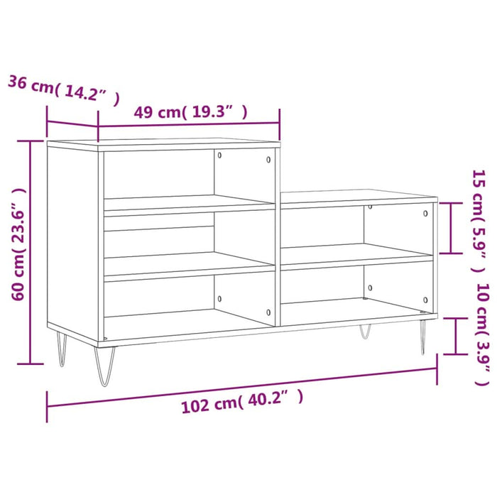 Pantofar, stejar maro, 102x36x60 cm, lemn prelucrat - WALTI WALTI