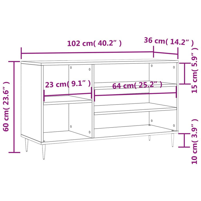 Pantofar, gri beton, 102x36x60 cm, lemn prelucrat - WALTI WALTI