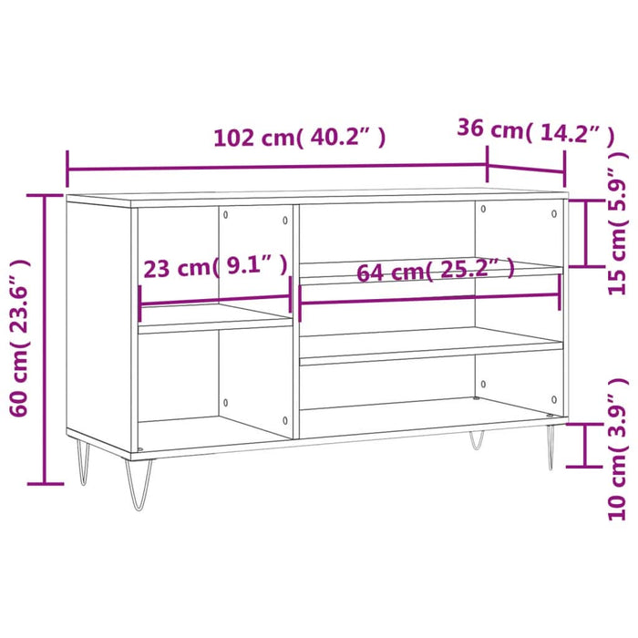 Pantofar, gri beton, 102x36x60 cm, lemn prelucrat - WALTI WALTI