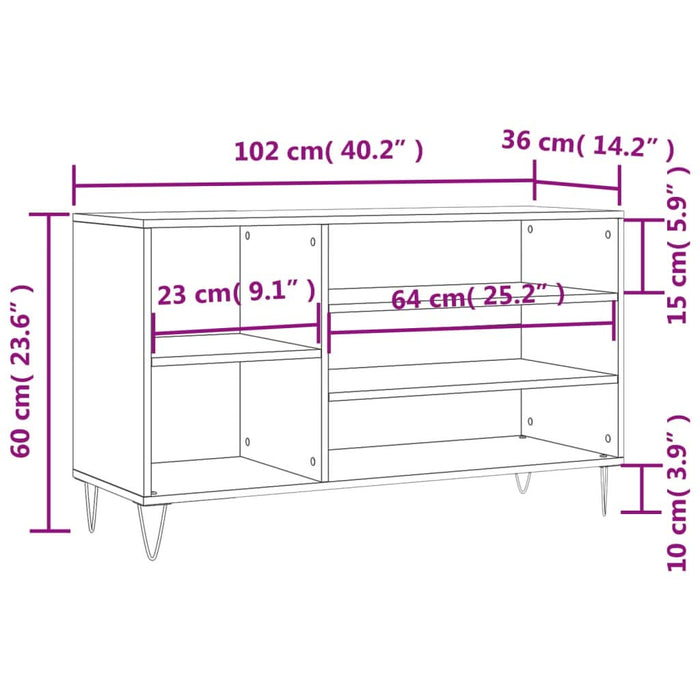 Pantofar, gri sonoma, 102x36x60 cm, lemn prelucrat - WALTI WALTI