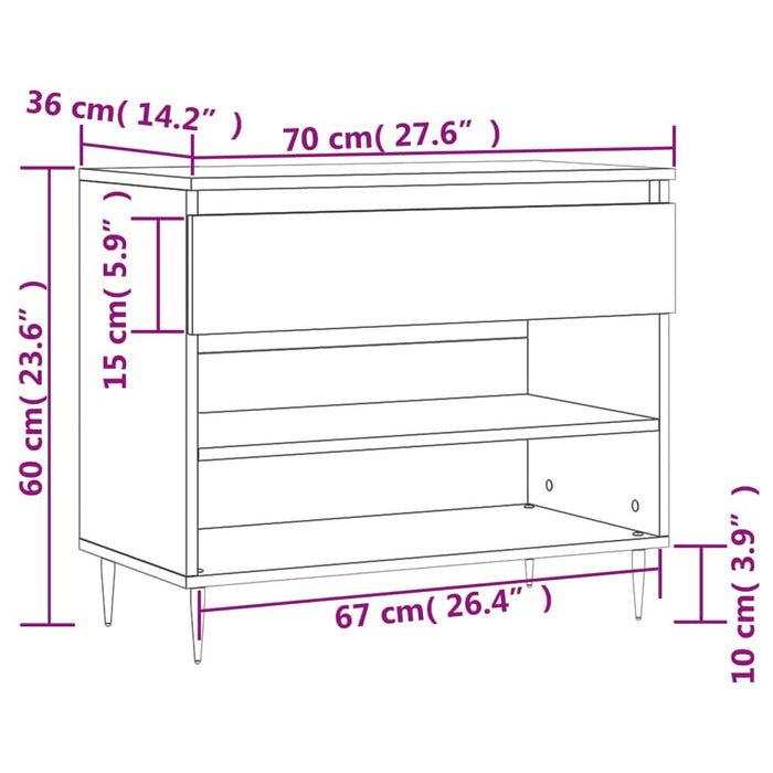 Pantofar, gri beton, 70x36x60 cm, lemn prelucrat - WALTI WALTI