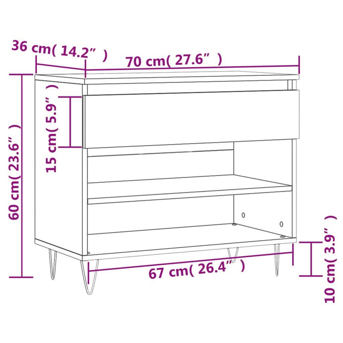 Pantofar, stejar fumuriu, 70x36x60 cm, lemn prelucrat - WALTI WALTI